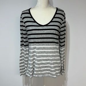 Calvin Klein Shirt Sz XXL Gray White Black Stripes Long Sleeve Plus